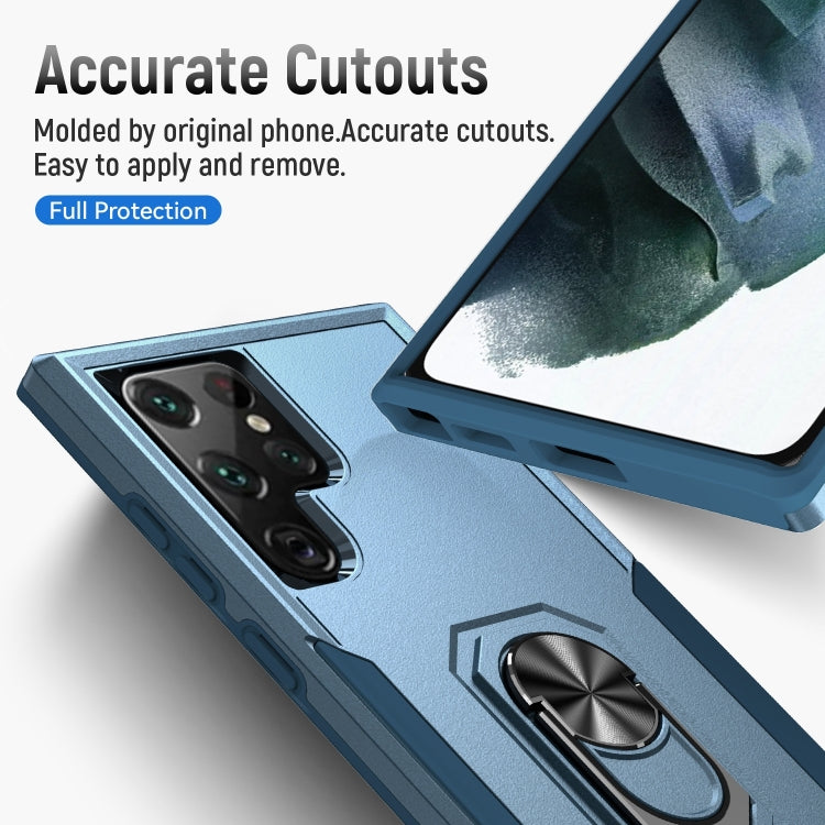 For Samsung Galaxy S23 Ultra 5G Pioneer Armor PC + TPU Holder Phone Case