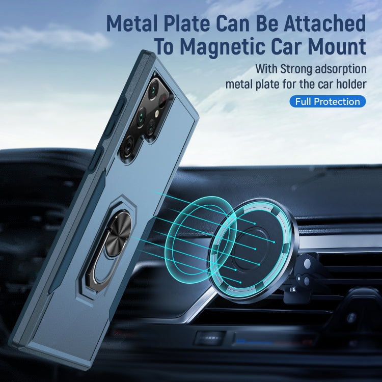 For Samsung Galaxy S23 Ultra 5G Pioneer Armor PC + TPU Holder Phone Case