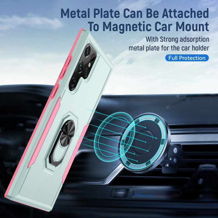 For Samsung Galaxy S23 Ultra 5G Pioneer Armor PC + TPU Holder Phone Case