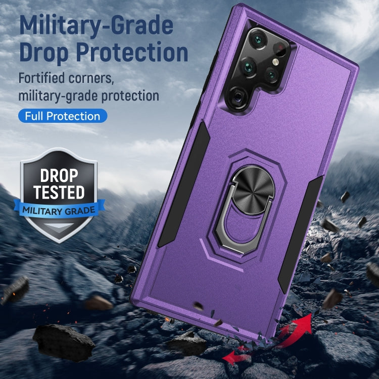 For Samsung Galaxy S23 Ultra 5G Pioneer Armor PC + TPU Holder Phone Case