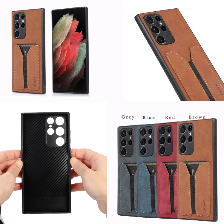 For Samsung Galaxy S22 Ultra 5G Denior DV Elastic Card PU Back Cover Phone Case