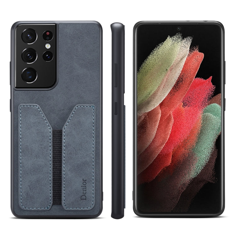 For Samsung Galaxy S21 Ultra 5G Denior DV Elastic Card PU Back Cover Phone Case