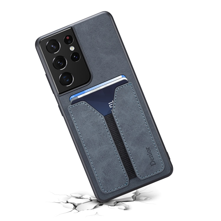 For Samsung Galaxy S21 Ultra 5G Denior DV Elastic Card PU Back Cover Phone Case