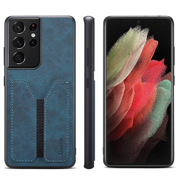 For Samsung Galaxy S21 Ultra 5G Denior DV Elastic Card PU Back Cover Phone Case