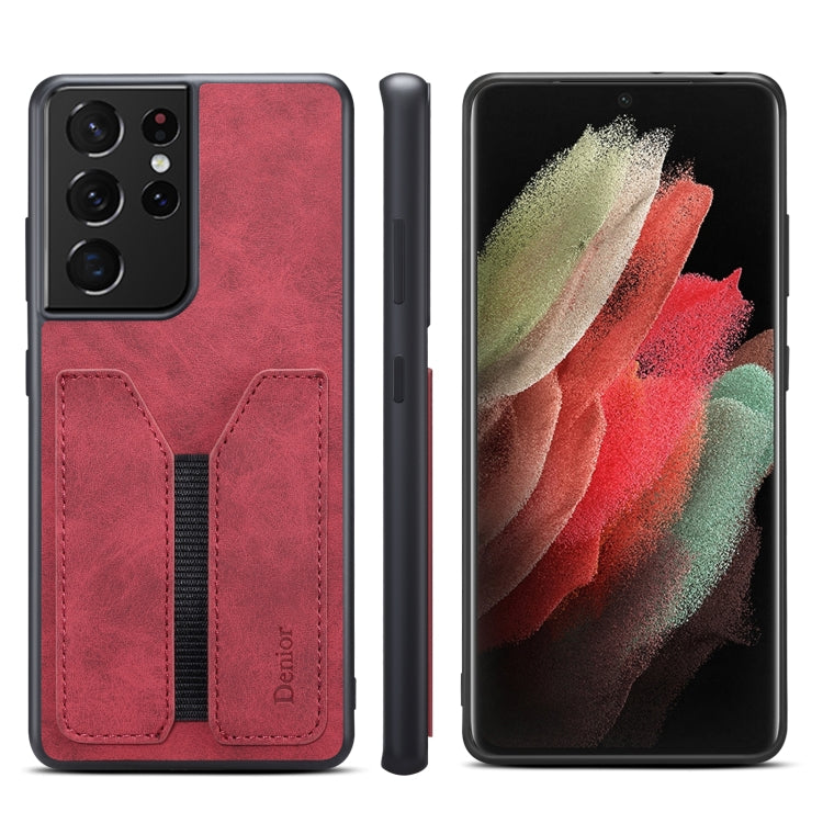 For Samsung Galaxy S21 Ultra 5G Denior DV Elastic Card PU Back Cover Phone Case