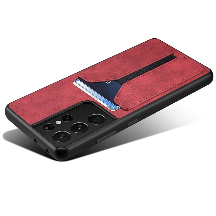 For Samsung Galaxy S21 Ultra 5G Denior DV Elastic Card PU Back Cover Phone Case