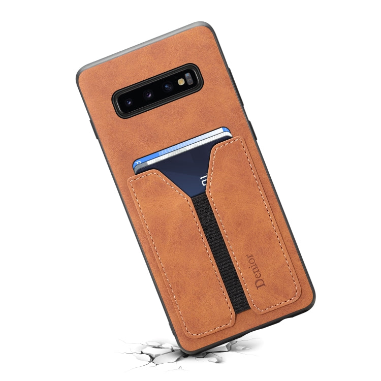 For Samsung Galaxy S10+ Denior DV Elastic Card PU Back Cover Phone Case