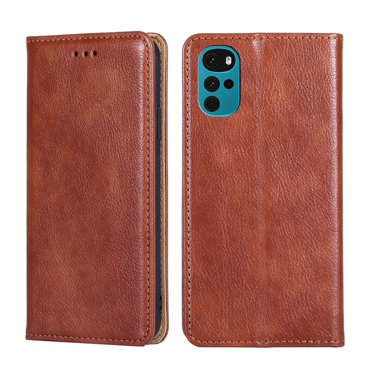 For Motorola Moto E32 India/E22s 4G Global Gloss Oil Solid Color Magnetic Leather Phone Case