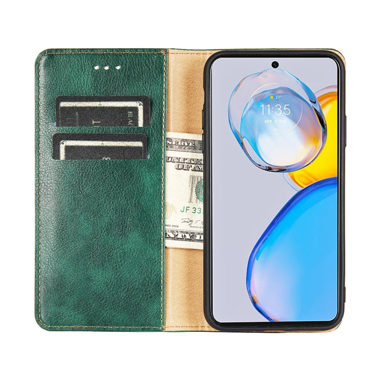 For Motorola Moto E32 India/E22s 4G Global Gloss Oil Solid Color Magnetic Leather Phone Case