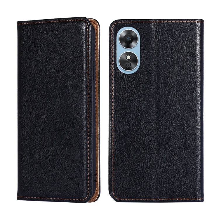For OPPO A17 Gloss Oil Solid Color Magnetic Leather Phone Case