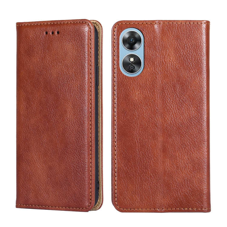 For OPPO A17 Gloss Oil Solid Color Magnetic Leather Phone Case