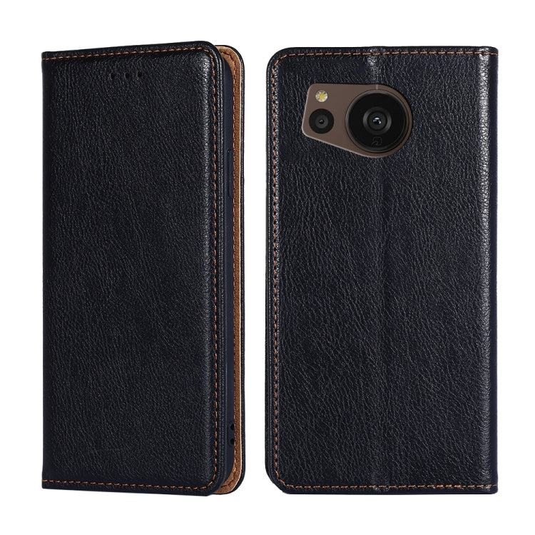 For Sharp Aquos sense7 Plus Gloss Oil Solid Color Magnetic Leather Phone Case