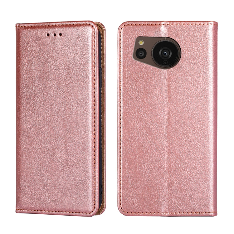 For Sharp Aquos sense7 Plus Gloss Oil Solid Color Magnetic Leather Phone Case