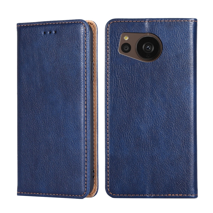 For Sharp Aquos sense7 Plus Gloss Oil Solid Color Magnetic Leather Phone Case