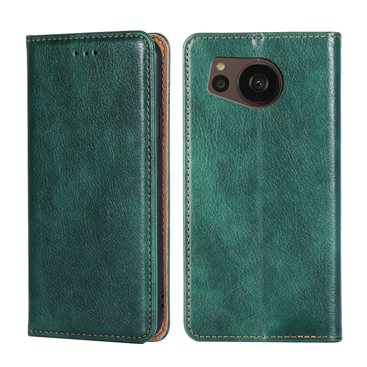 For Sharp Aquos sense7 Plus Gloss Oil Solid Color Magnetic Leather Phone Case