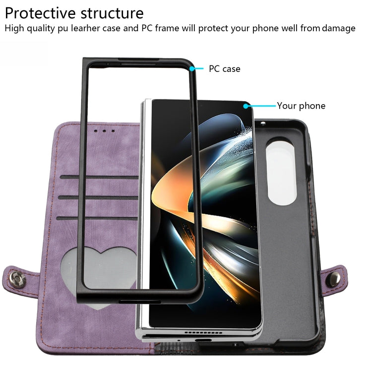 For Samsung Galaxy Z Fold 4 5G Side Buckle Double Fold Leather Phone Case