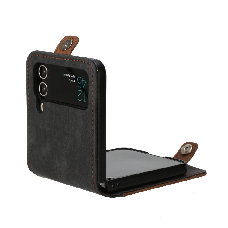 For Samsung Galaxy Z Flip 4 5G Side Buckle Double Fold Leather Phone Case
