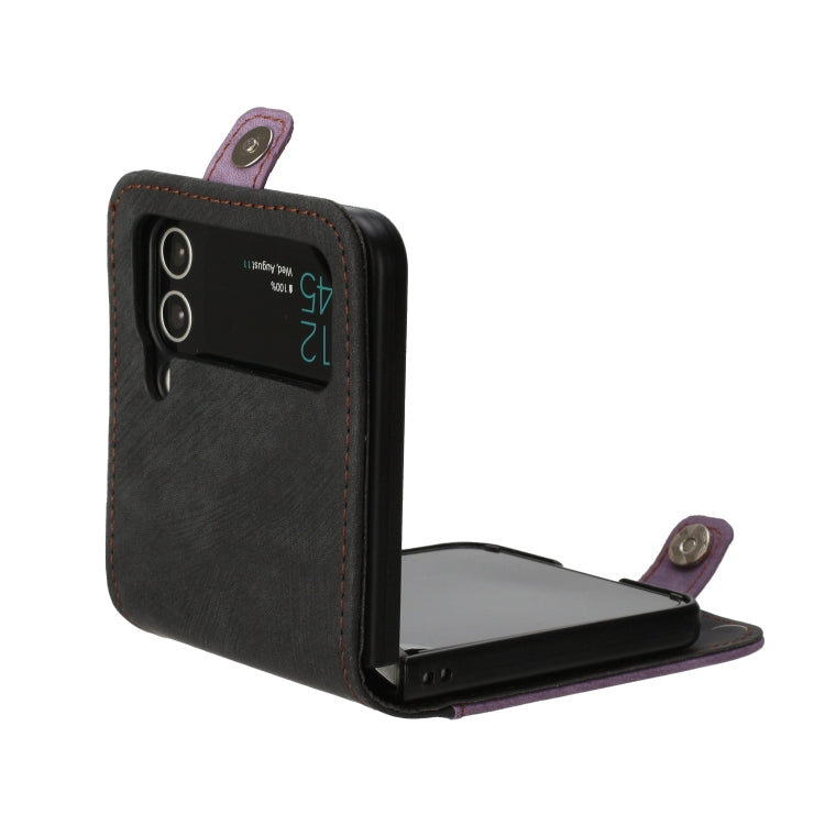 For Samsung Galaxy Z Flip 4 5G Side Buckle Double Fold Leather Phone Case