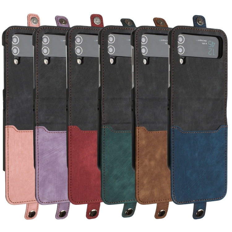 For Samsung Galaxy Z Flip 4 5G Side Buckle Double Fold Leather Phone Case