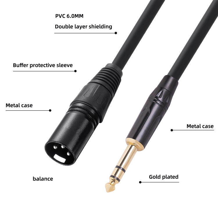TC145BK19 6.35mm 1/4 inch TRS Male to XLR 3pin Male Audio Cable, Length:1m