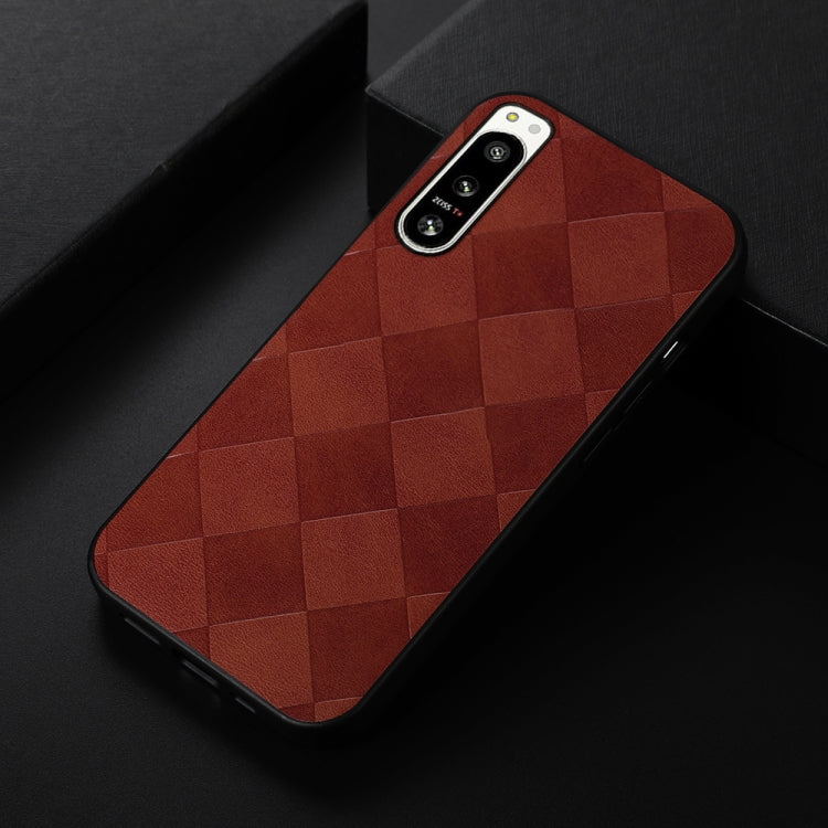 For Sony Xperia 5 IV Weave Plaid PU Phone Case