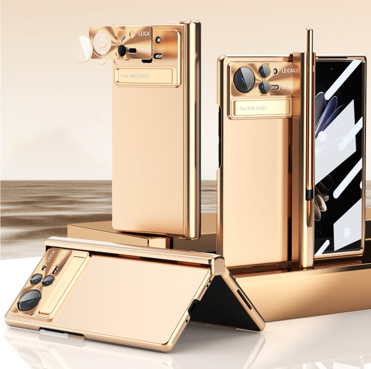 For Xiaomi Mix Fold 2 Electroplating Hinged Folding Phone Case with S Pen Fold Edtion