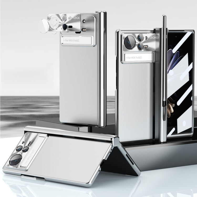 For Xiaomi Mix Fold 2 Electroplating Hinged Folding Phone Case with S Pen Fold Edtion