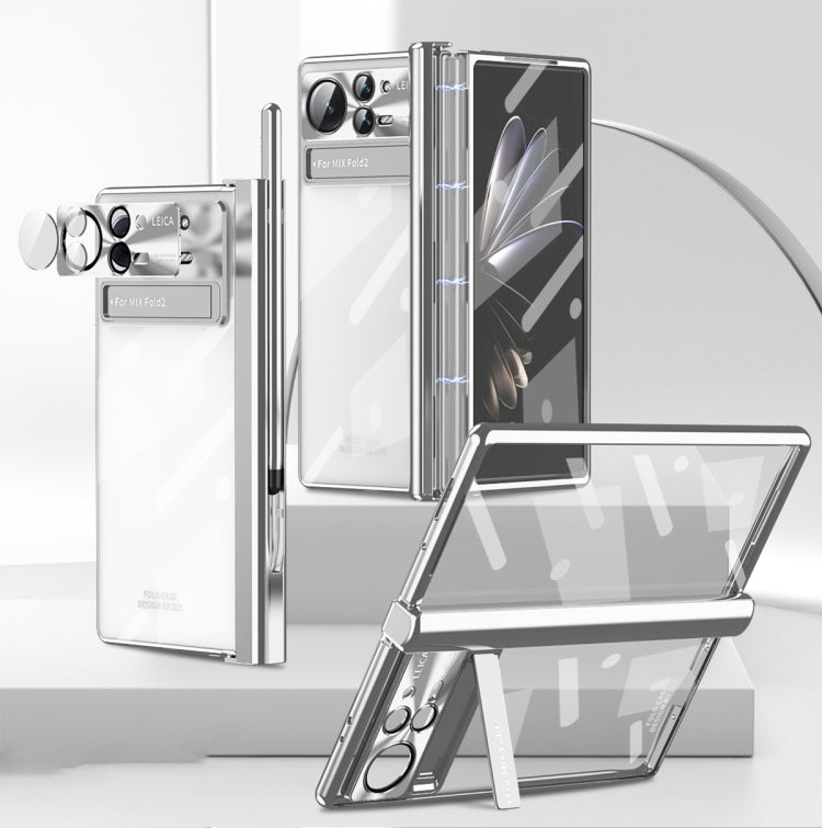 For Xiaomi Mix Fold 2 Magnetic Hinges Plating Phone Case with Holder