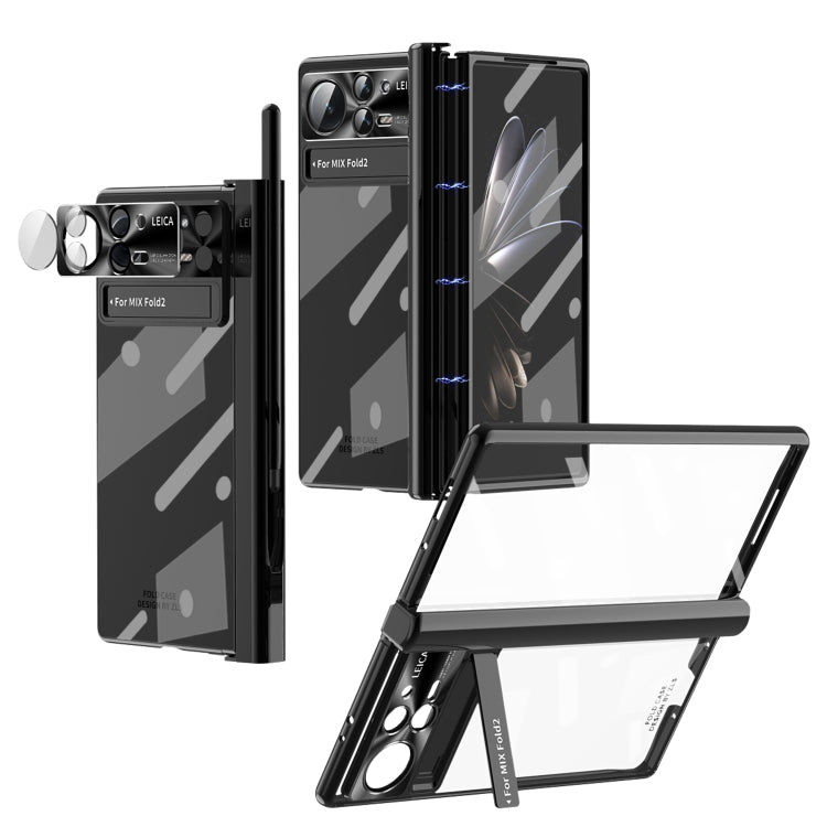 For Xiaomi Mix Fold 2 Magnetic Hinges Plating Phone Case with Holder