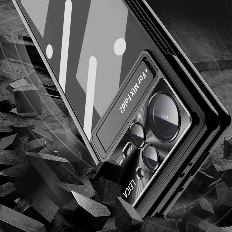 For Xiaomi Mix Fold 2 Magnetic Hinges Plating Phone Case with Holder