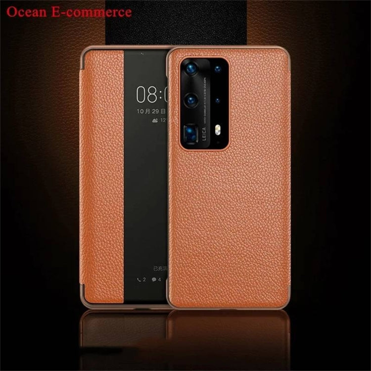 For Huawei P40 Pro Shockproof Smart Horizontal Flip Leather Case with Sleep / Wake-up Function(Orange)