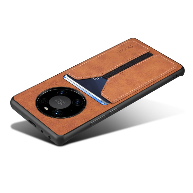 For Huawei Mate 50 Denior DV Elastic Card PU Back Cover Phone Case