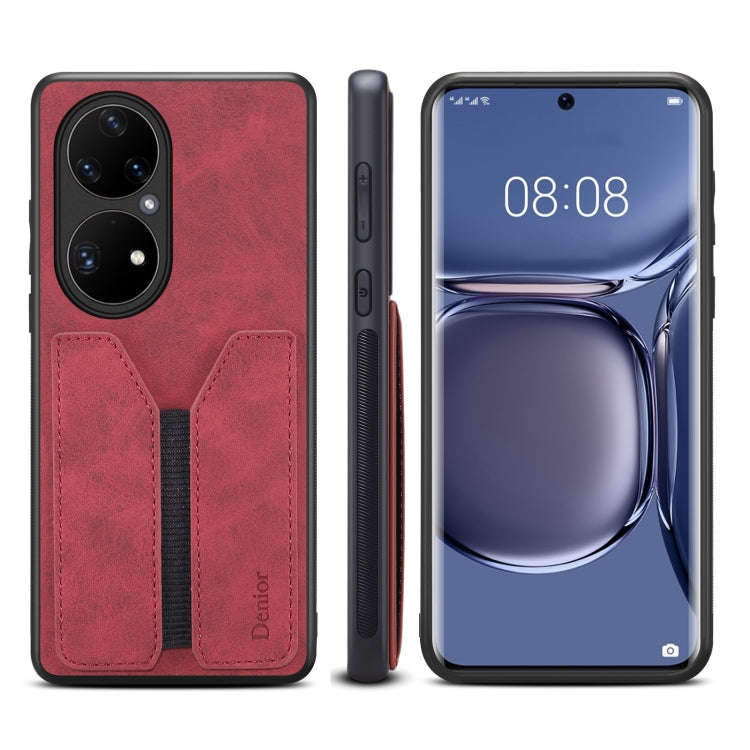 For Huawei P50 Denior DV Elastic Card PU Back Cover Phone Case