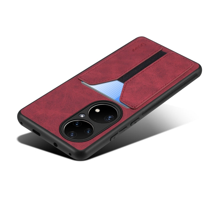 For Huawei P50 Denior DV Elastic Card PU Back Cover Phone Case