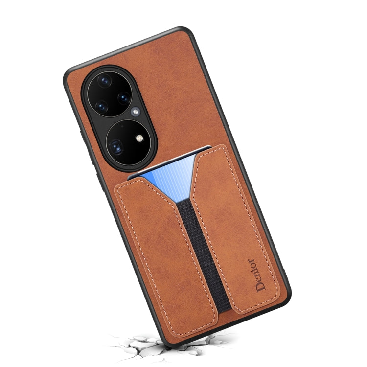 For Huawei P50 Denior DV Elastic Card PU Back Cover Phone Case