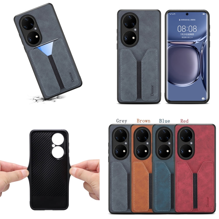 For Huawei P50 Denior DV Elastic Card PU Back Cover Phone Case