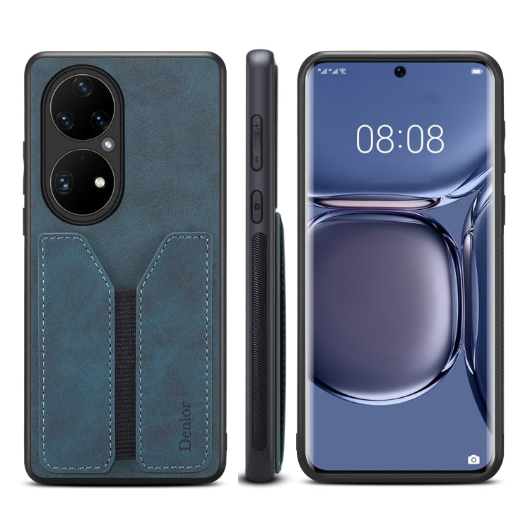 For Huawei P50 Pro Denior DV Elastic Card PU Back Cover Phone Case
