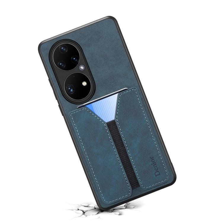 For Huawei P50 Pro Denior DV Elastic Card PU Back Cover Phone Case