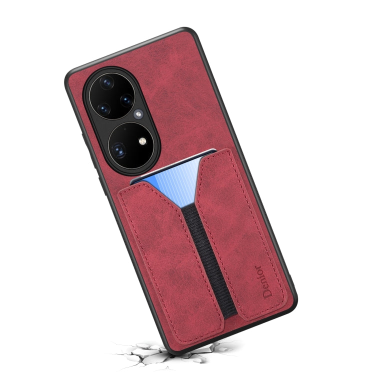 For Huawei P50 Pro Denior DV Elastic Card PU Back Cover Phone Case