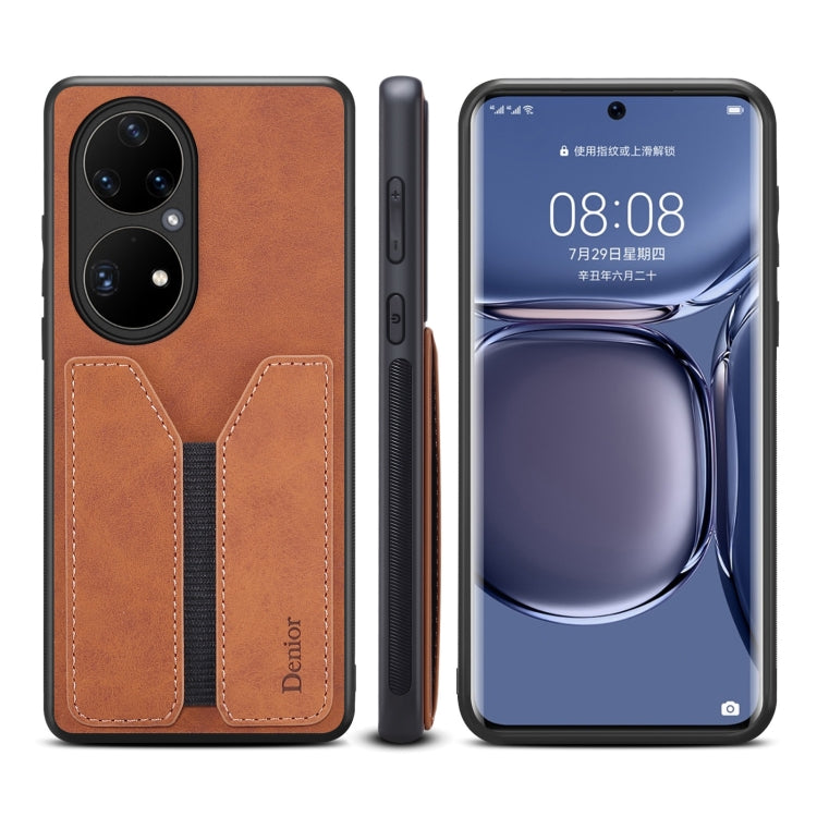 For Huawei P50 Pro Denior DV Elastic Card PU Back Cover Phone Case