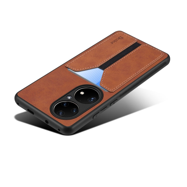 For Huawei P50 Pro Denior DV Elastic Card PU Back Cover Phone Case