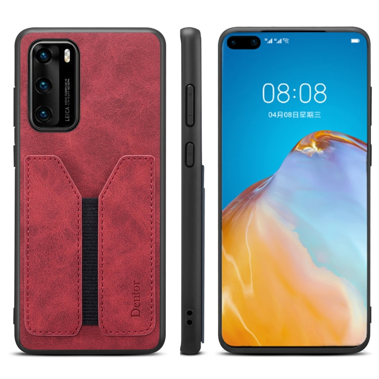 For Huawei P40 Denior DV Elastic Card PU Back Cover Phone Case