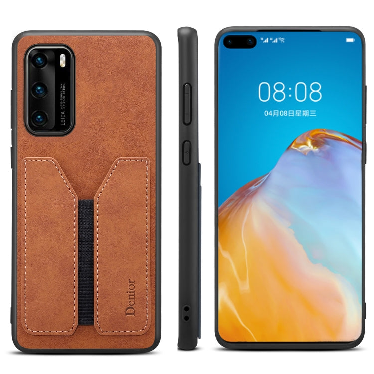 For Huawei P40 Pro Denior DV Elastic Card PU Back Cover Phone Case