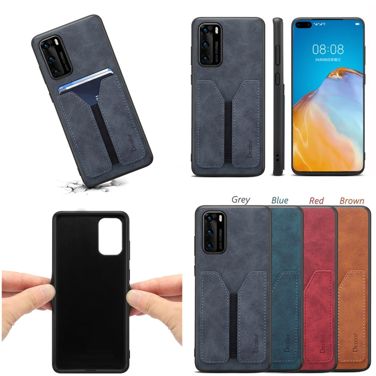 For Huawei P40 Pro Denior DV Elastic Card PU Back Cover Phone Case