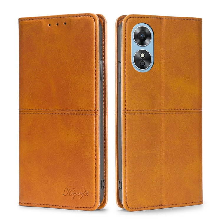 For OPPO A17 Cow Texture Magnetic Leather Phone Case