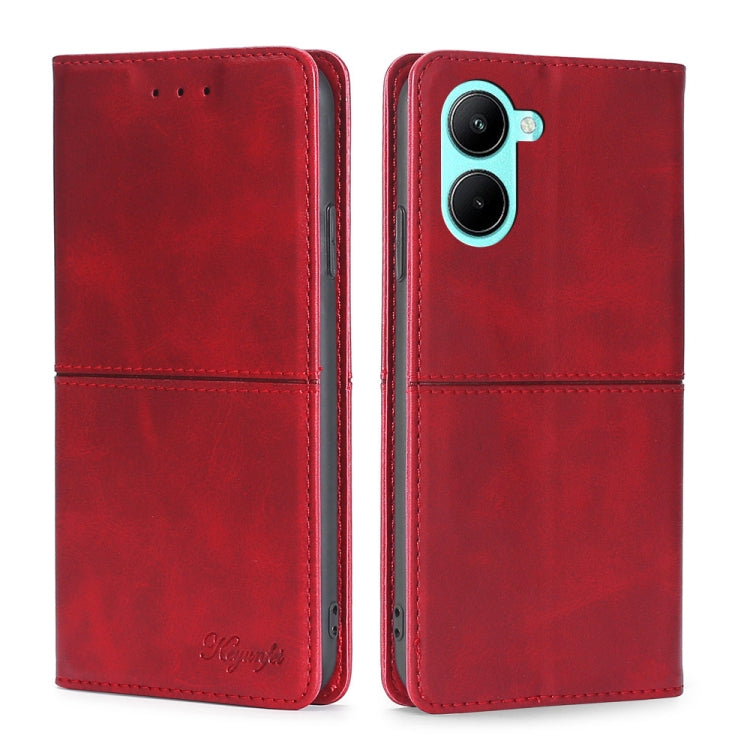 For Realme C33 4G Cow Texture Magnetic Leather Phone Case