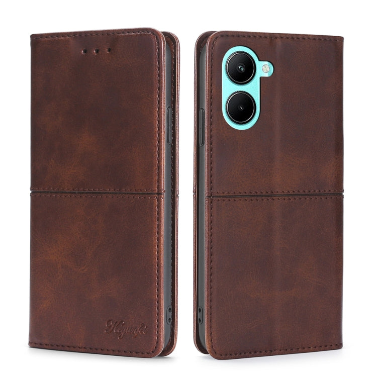 For Realme C33 4G Cow Texture Magnetic Leather Phone Case