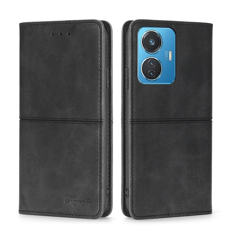 For vivo T1 Snapdragon 680/iQOO Z6 44W Cow Texture Magnetic Leather Phone Case