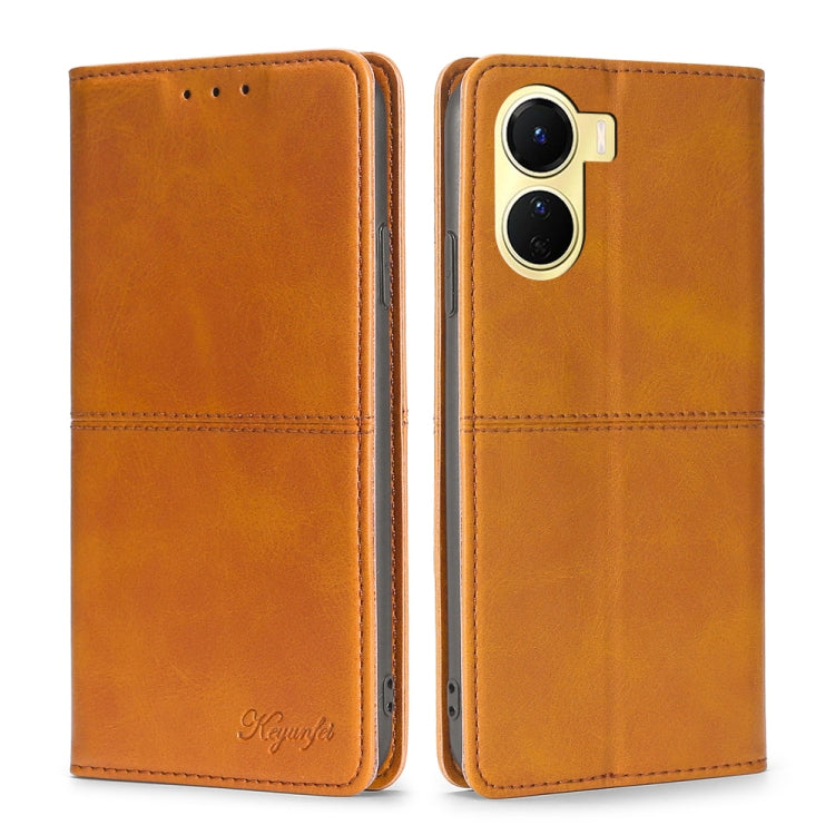 For vivo Y16 4G/Y02s 4G Cow Texture Magnetic Leather Phone Case