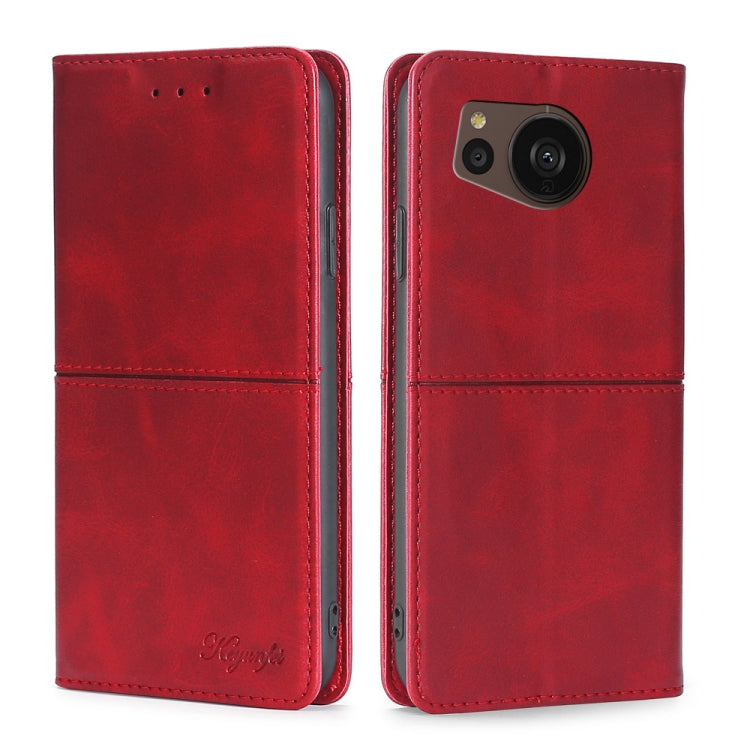 For Sharp Aquos sense7 Plus Cow Texture Magnetic Leather Phone Case